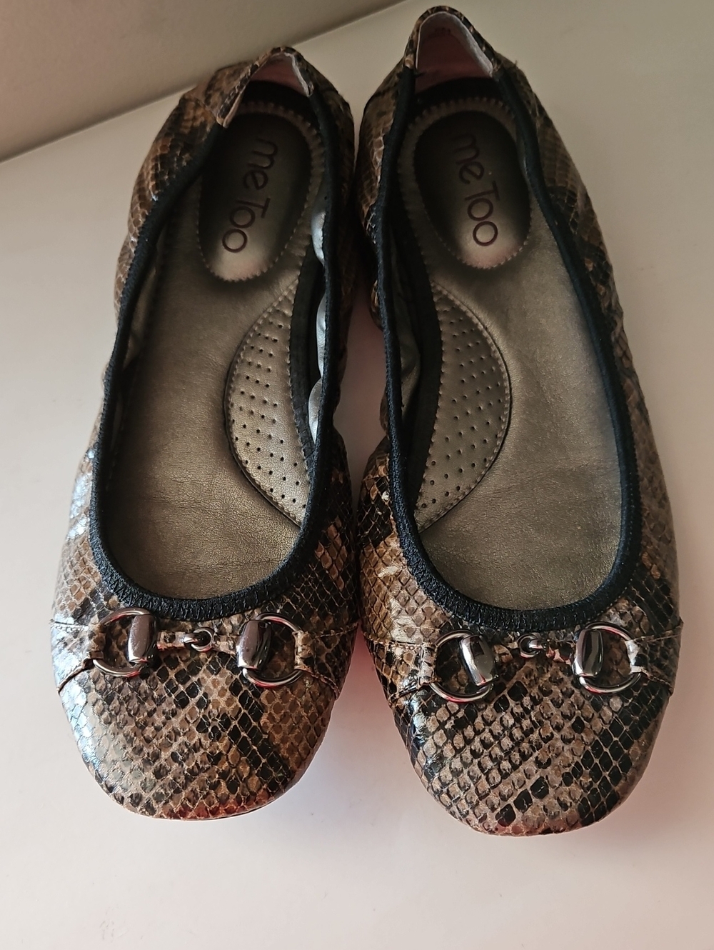 ME TOO LIMBO SNAKESKIN PRINT BALLET FLATS SZ 8